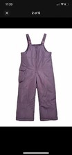 LONDON FOG Kids Purple Snow Bibs Ski Pants Girls Size M 5-6 Winter Warm Insulate