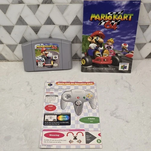 Mario Kart 64 (Nintendo 64, 1997) N64 Cartridge And Manual -Tested, Authentic