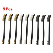 9Pcs Mini Wire Brush Set Steel Brass Nylon Cleaning Polishing Metal Rust Tools
