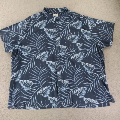 Croft & Barrow Shirt Mens 4XB Blue Tropical Leaf Print 4XL Big & Tall Hawaiian