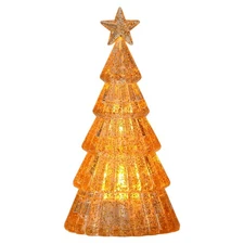 1x Plastic Christmas Tree with LED Light, Light up Tabletop Christmas Tree Decor