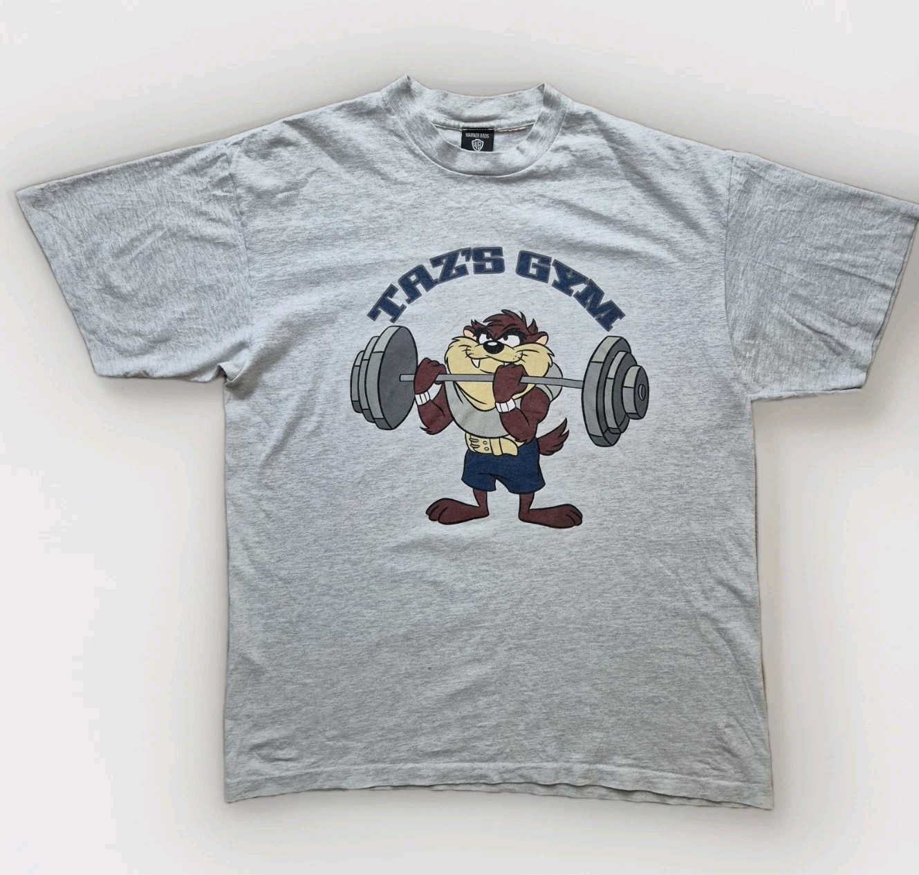 Vintage Taz Gym 1995 Warner Bros XL Grey T-Shirt Single Stitch Looney Tunes 90s
