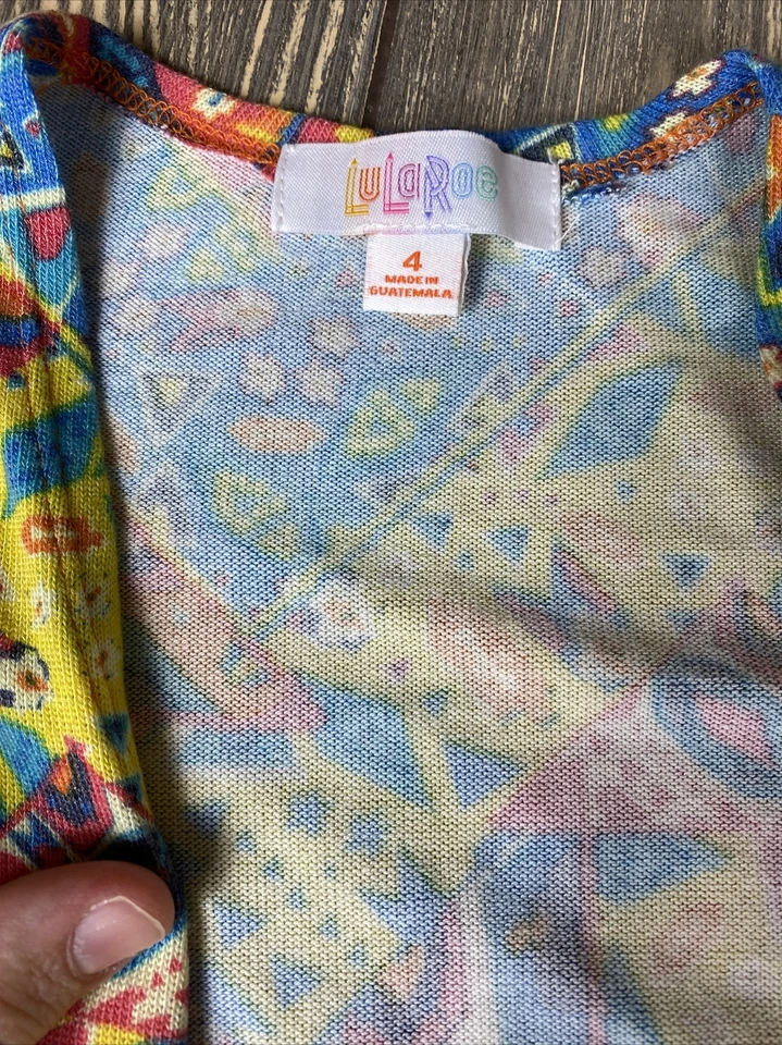 Cárdigan largo Lularoe Girls Sariah multicolor naranja azul talla 4 Foto 2 de 4