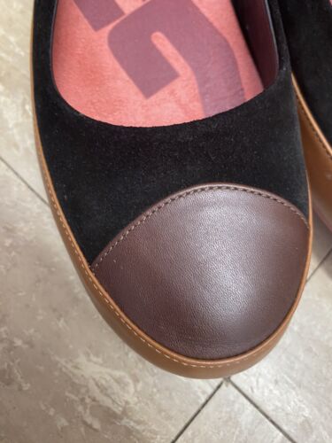 Fitflop UK 8 Due Ballerina Black/brown Suede/leather Pumps Ballet Flats - Picture 10 of 15