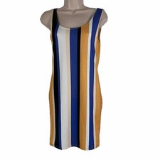 Gaze Tank Dress Women's Large Above Knee Lightweight Sleeveless Striped Bodycon