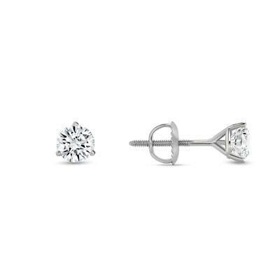 1/3 Ct Round LabCreated Grown Diamond Earrings 18K White Gold E/VS Martini Screw
