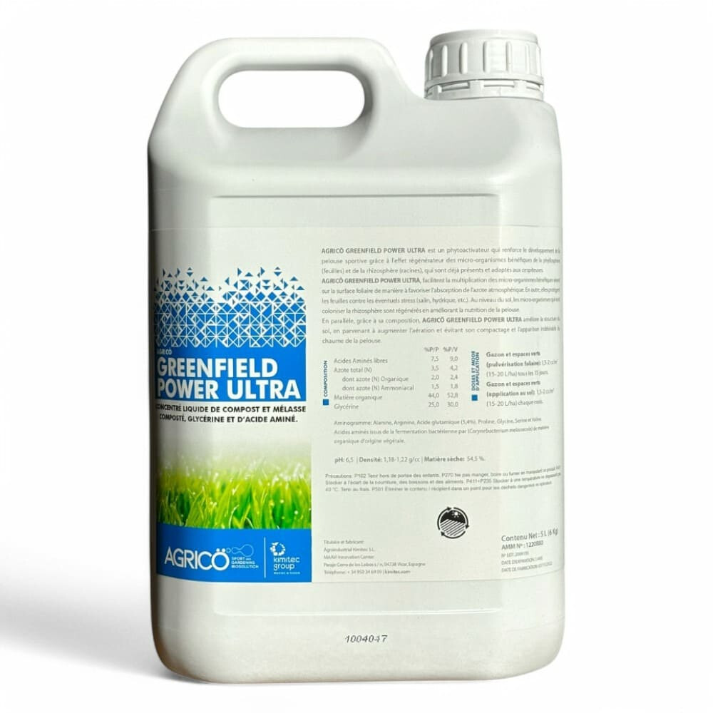 Biostimulant Green Field Power Ultra 5 L pour la nutrition du gazon