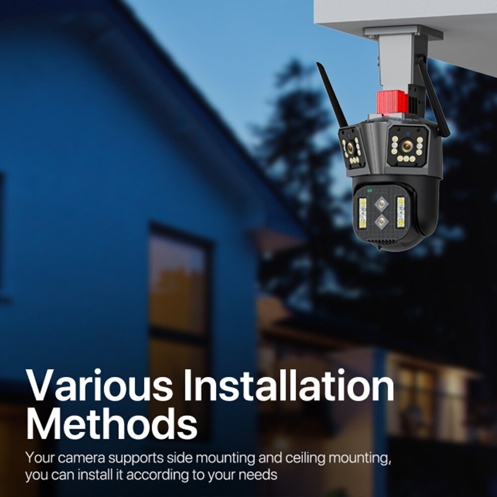 Security Camera Outdoor 10MP Home PTZ Tracking Night Vision 10X Zoom Four Lens-image