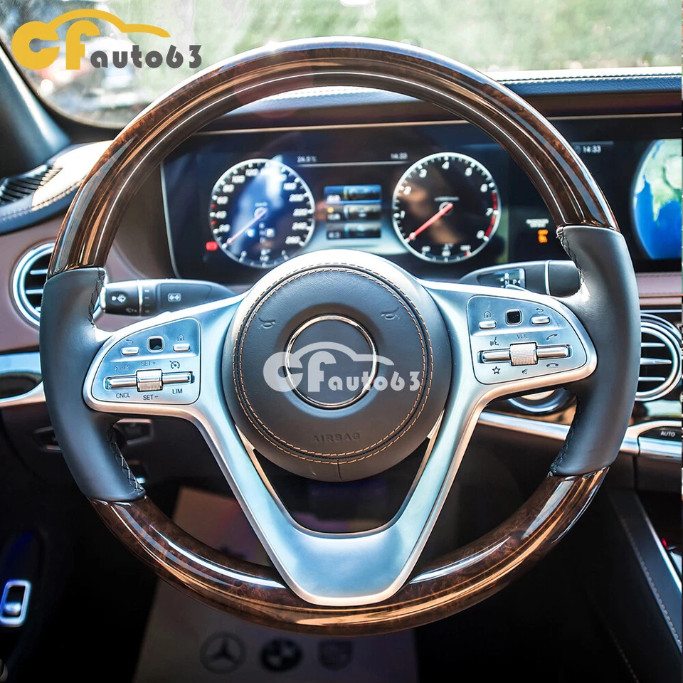 Volante redondo de fibra de carbono Hydro Dip para Mercedes-Benz Maybach S350 18-20 Foto 2 de 4