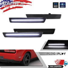 Front&Rear Side Marker Light White LED Kit For 2015-2023 Dodge Challenger Smoked