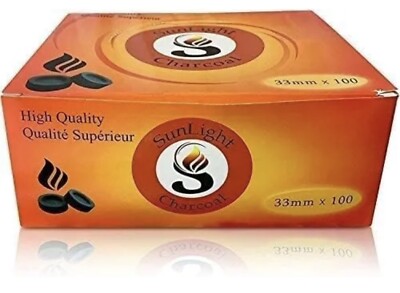 SunLight Charcoal 100 tabs  33 mm Incense Hookah Shisha - Free Shipping