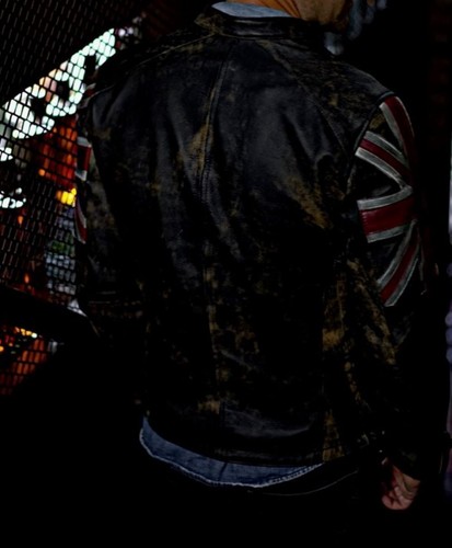Chaqueta de cuero en apuros de piel de cordero de piel de cordero para motocicletas vintage café Racer Union Jack - Imagen 4 de 7