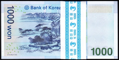 South Korea 1000 Won 2007, UNC, ½ BUNDLE, Pack of 50 PCS, Consecutive, P-54 - Picture 2 of 5