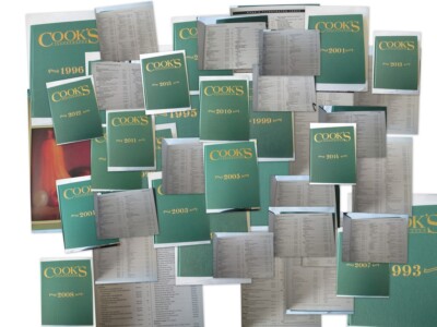 Cook's Illustrated Annuals choice $6.99 + flat Shipping 1993-2015 green covers