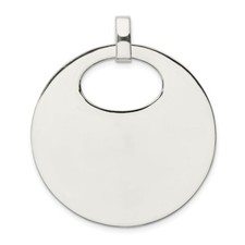 .925 Sterling Silver Polished  Flat Plain Circle Pendant