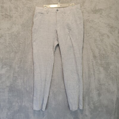 Massimo Dutti Pants Mens Size 32 Gray Casual Fit Flat Zip Front Linen Blend