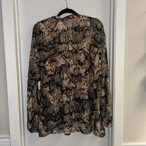 Free People Sheer Top Out For The Night in Snake Combo Pullover Blouse Large - Picture 6 of 10