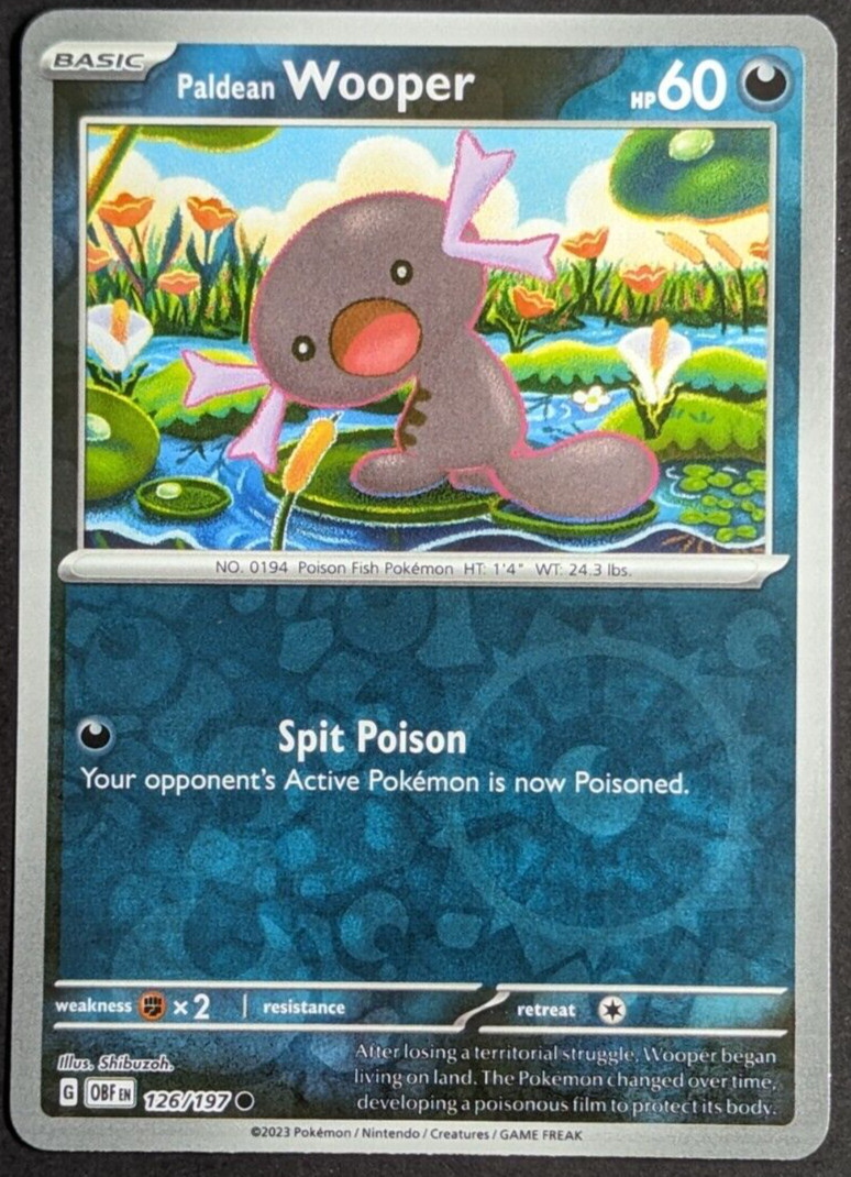 Paldean Wooper Reverse Holo NM OBF 126/197 Obsidian Flames Pokemon Card