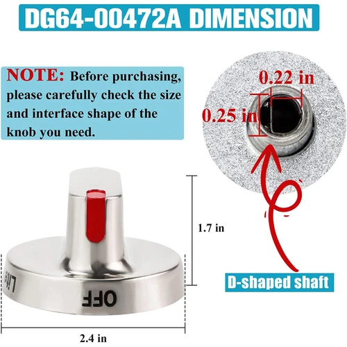 5pcs NEW DG64-00472A Burner Knobs Range Oven Dial Knob FOR SAMSUNG FX510BGS - Picture 3 of 9
