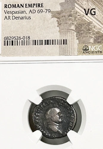 Vespasian AR Denarius AD 69-79 Jupiter NGC VG