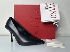 Valentino Black Leather Rockstud Pump EUR 38 / 8 US