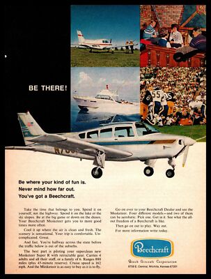 1970 Beechcraft Aircraft Wichita Kansas Musketeer Private Plane Vintage Print Ad