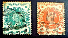 🟪GREAT BRITAIN - 1887/92 QUEEN VIC - JUBILEE ISSUE -½p ORANGE - 1900 BLUE/GREEN