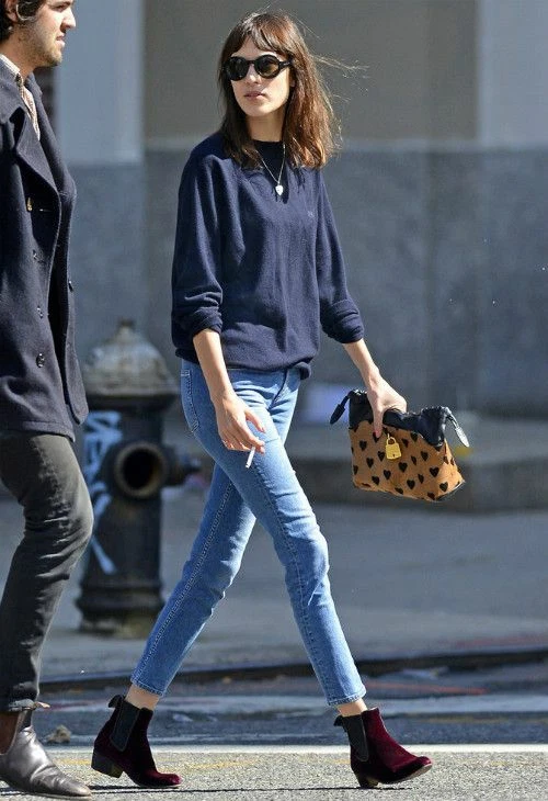 Alexa chung top black boots