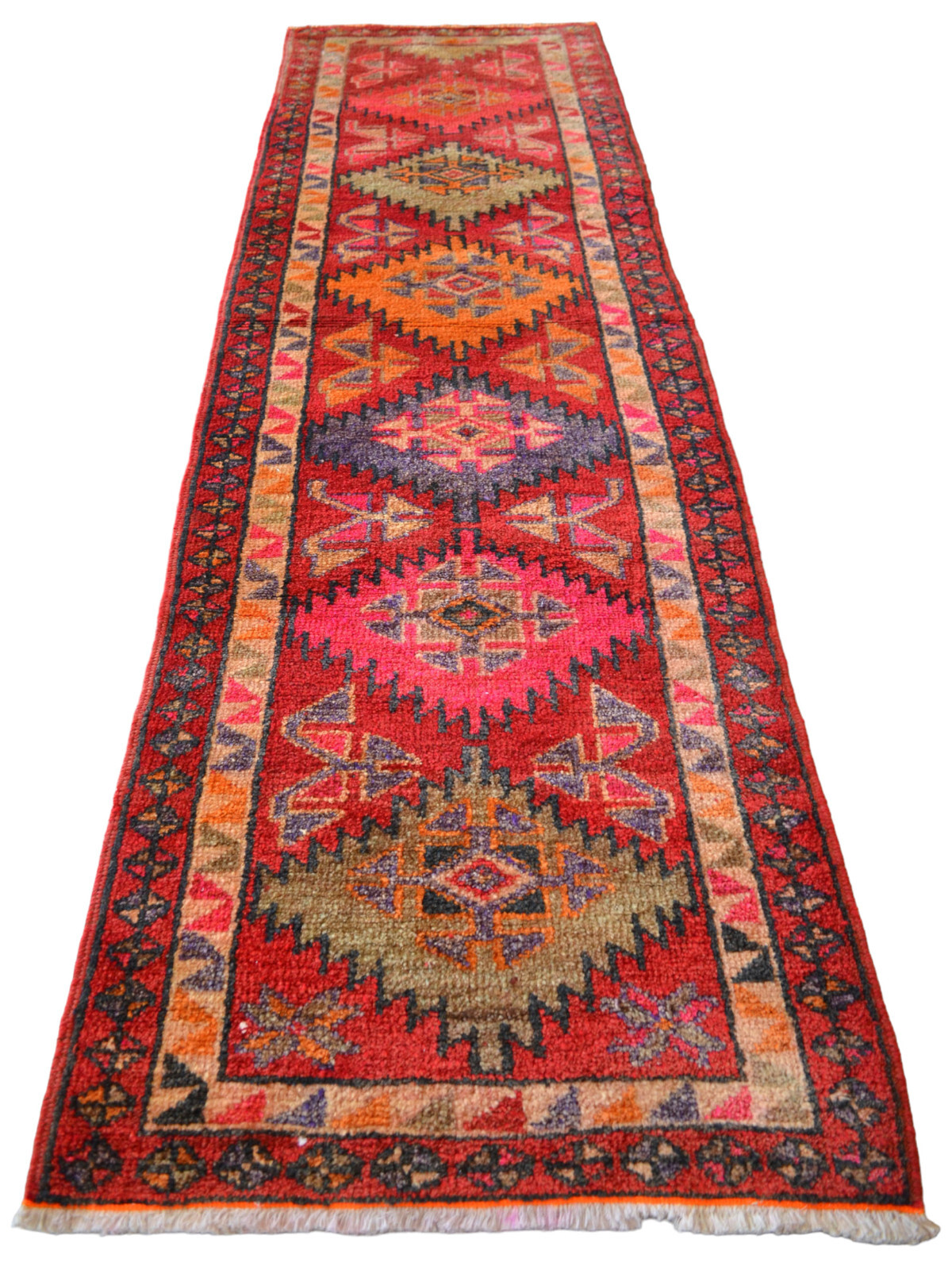 Vintage Runner Rug Tukish Rug Hand Made Hallway Decor Rug 3x11 ft approx