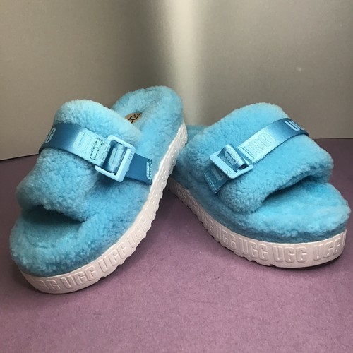 UGG Blue FLUFFITA SHEEPSKIN FLUFF SLIDE 