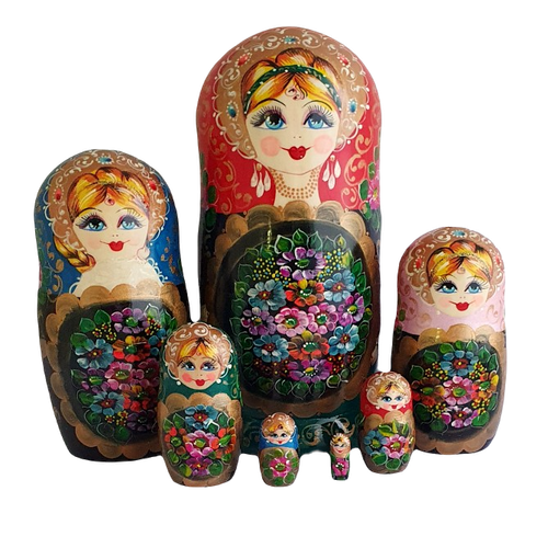 Matriochka Traditionnelle 7 pièces Les Rose T6249 : Artisanat russe