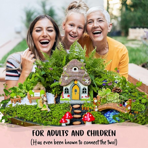 Whimsical Fairy Garden Collection: 13 Pieces Including Solar Fairy House & Decor - Picture 8 of 9