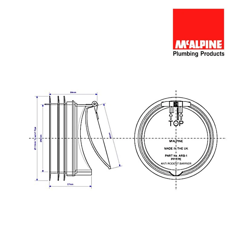 Rattenstop Rattenklappe Rückspülstop zum Nachrüsten DN90 x DN100 Nagerschutz - Bild 4 von 4