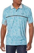 NWT Oakley Men's Sand Camo Short Raglan Sleeve Golf Polo, Aurora Blue, Sz S