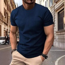 High-end Mesh Ice Silk Short Sleeve T-shirt - Men's Round Neck Summer T-shirt