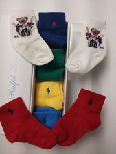 6-12m Baby Boys RALPH LAUREN POLO SKI BEAR Crew Socks 6 Pair GIFT Box   