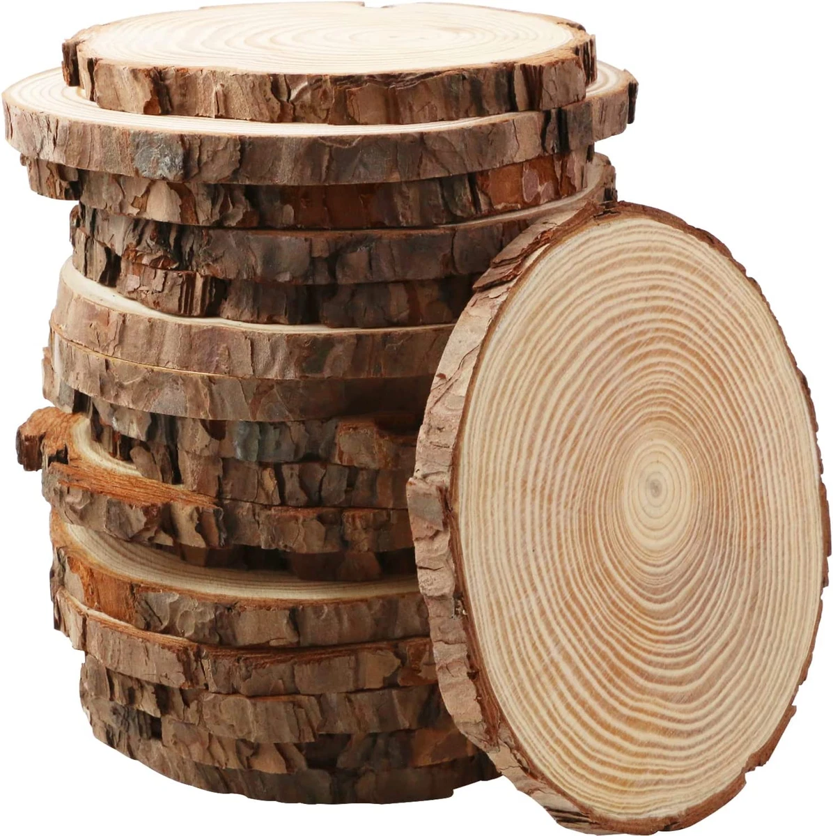 17 PCS Unfinished Wood Slices 5.1-5.5 Inch Craft Wood Kit, round