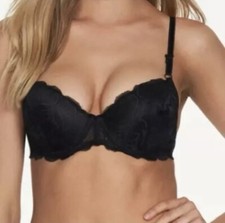 NWT Frederick's of Hollywood Black Lace Take My Heart Contour Bra Women's 36C