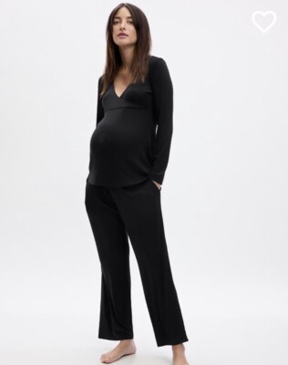 Gap Maternity True Black Stretch Rib PJ Set- (744284) Sz: X-Large-NIP  TAGS