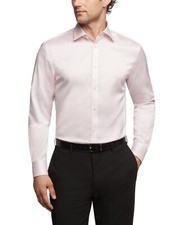 Calvin Klein NEW Cotton Stretch Regular Fit Dress Shirt Pink Size 17.5x36/37 $98