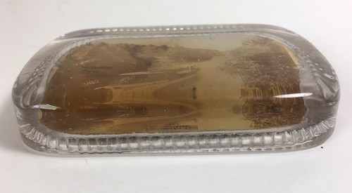 Antique Photograph Paperweight Glass Captain Visger Excursion Boat Steamboat VTG - Picture 3 of 8