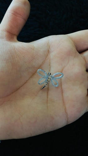 0.25CT Labor Erstellt Diamant Und Citrin Libelle Anhänger 14k Weiß Vergoldet - Bild 5 von 8