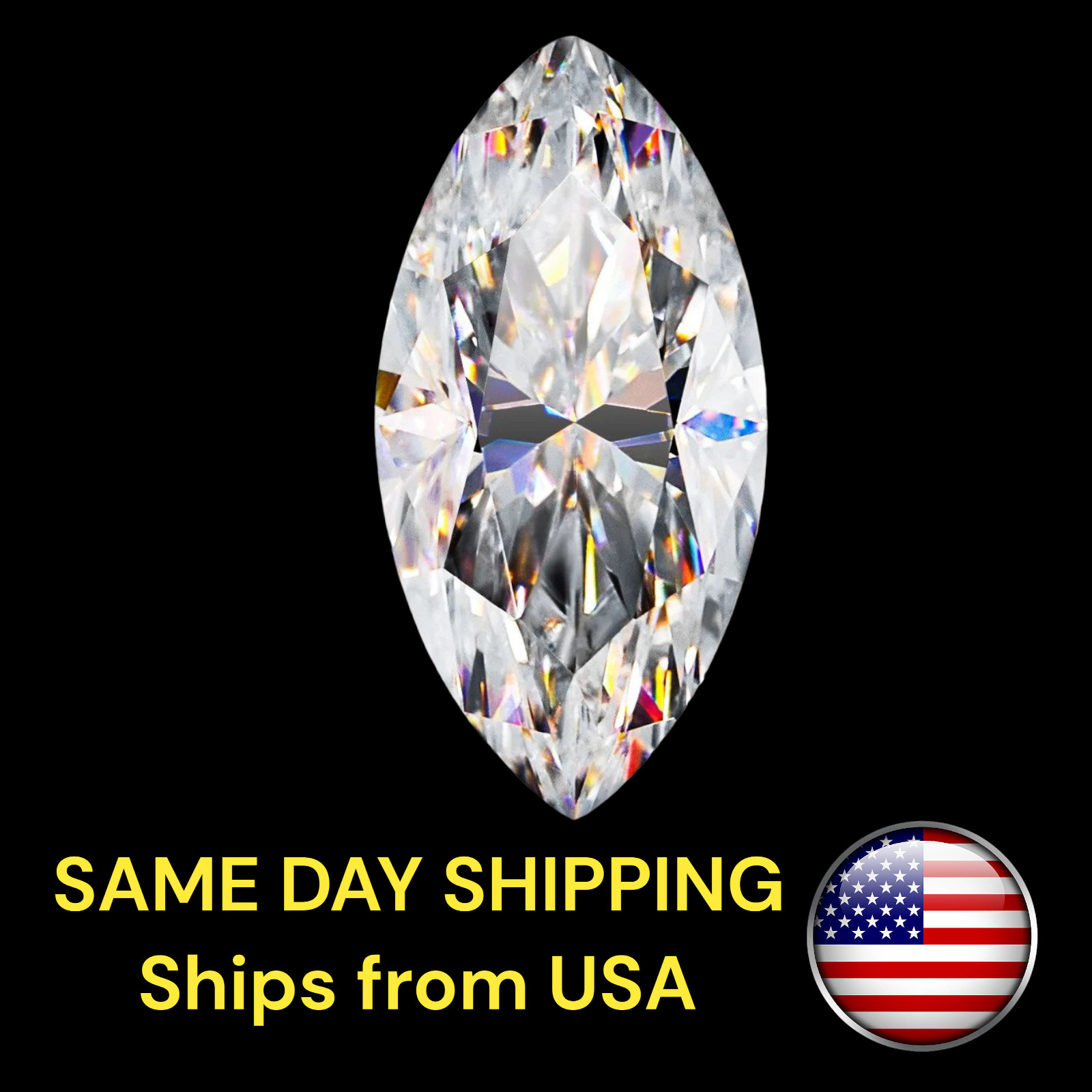 Marquise Cut Loose Moissanite Gemstone VVS1-VS2/D-E-F Sizes:  .05 to 10 Carats