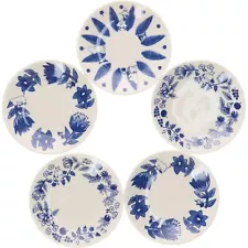NEW yamaka MM7000-57 Moomin Five Plate Set Blue Flora Set of 5