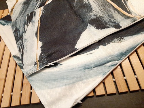 Pair 18 x 18 MARBLE ABSTRACT LINEN PILLOW COVERS Black, Gray, Blue, Gold NEW M06 - Picture 6 of 6