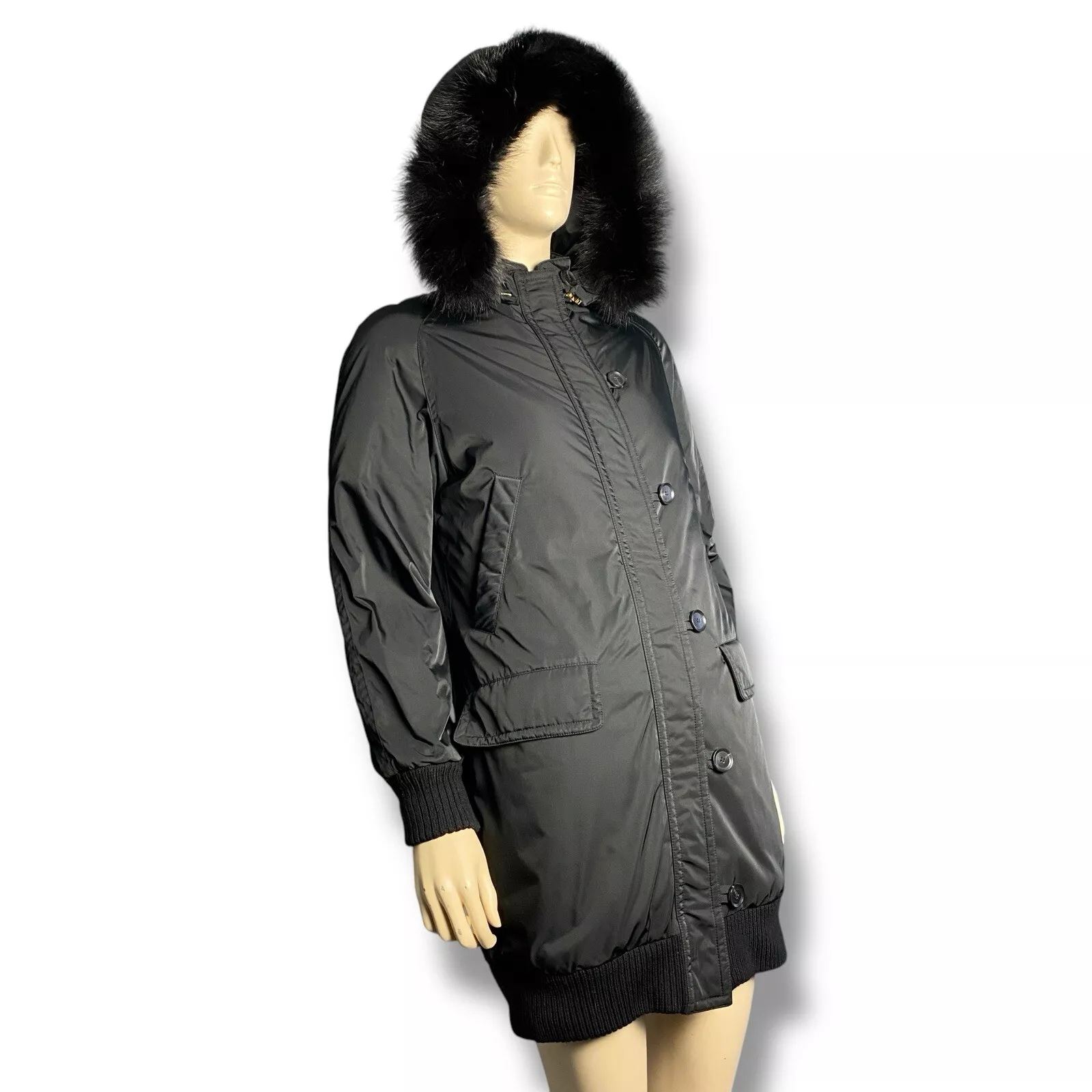 Manteau à capuche noir zippé intégral femme GUCCI vintage taille XS S