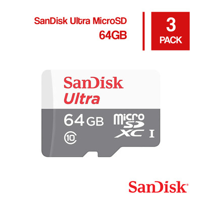 SanDisk Ultra 64GB micro SD Memory Card UHS-I Card 100MB/s Class 10 TF  - 3 Pack