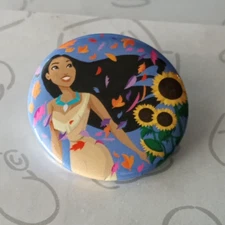 Pocahontas Sunflowers Colors of the Wind Leaves Small Disney Button Pin 1.25"