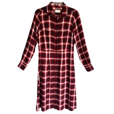Universal Thread Size S Button Down Shirt Dress Red Plaid Rayon