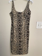 Forever 21 Leopard Print Sheath Dress Womens S Strappy Slv Baddie Glam Mob Wife